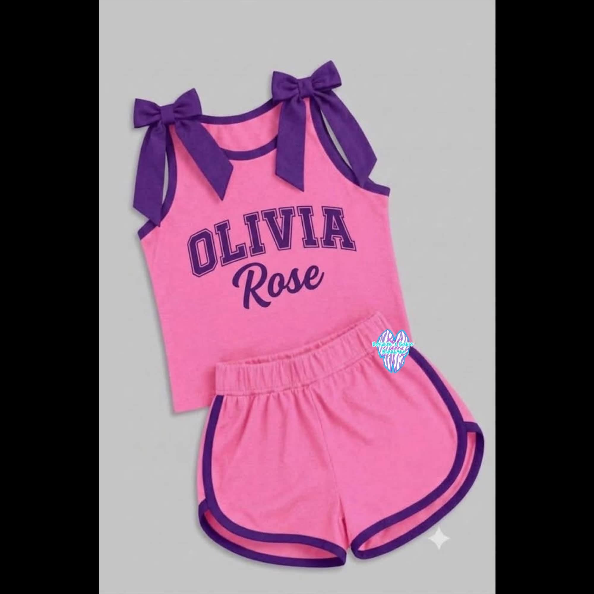 Custom Bow Tank and Cheer Shorts Set